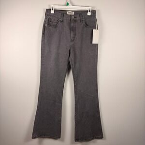 Etica Nina High Rise Flare Jeans Stormy Skies‎ Grey Denim Size 27 NEW